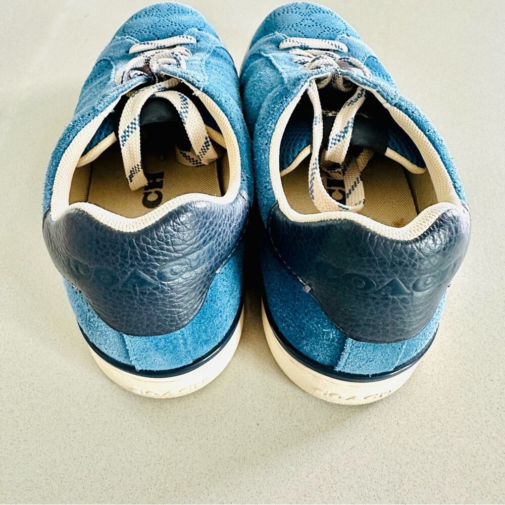 COACH Cobalt Blue White Perforated Logo Suede Clip C Mens Low Top Sneakers 8.5 - Picture 14 of 15